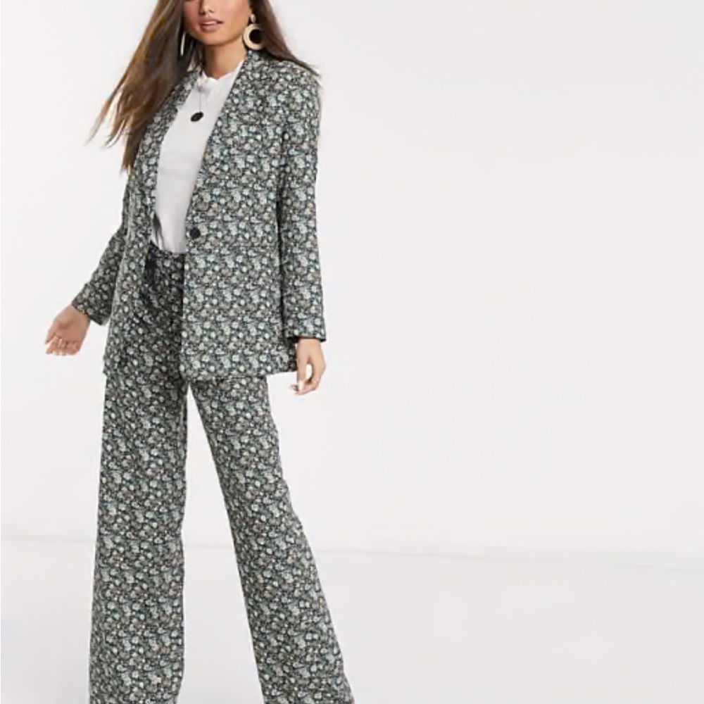MANGO Floral Pants and Blazer Set